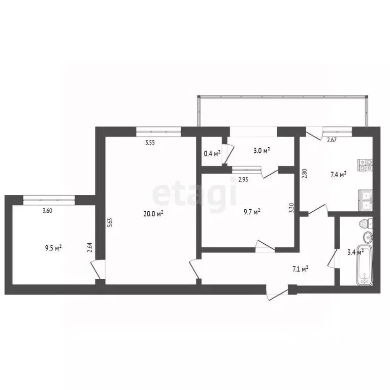 3-к кв. Севастополь ул. Героев Бреста, 21 (67.0 м) - Фото 2