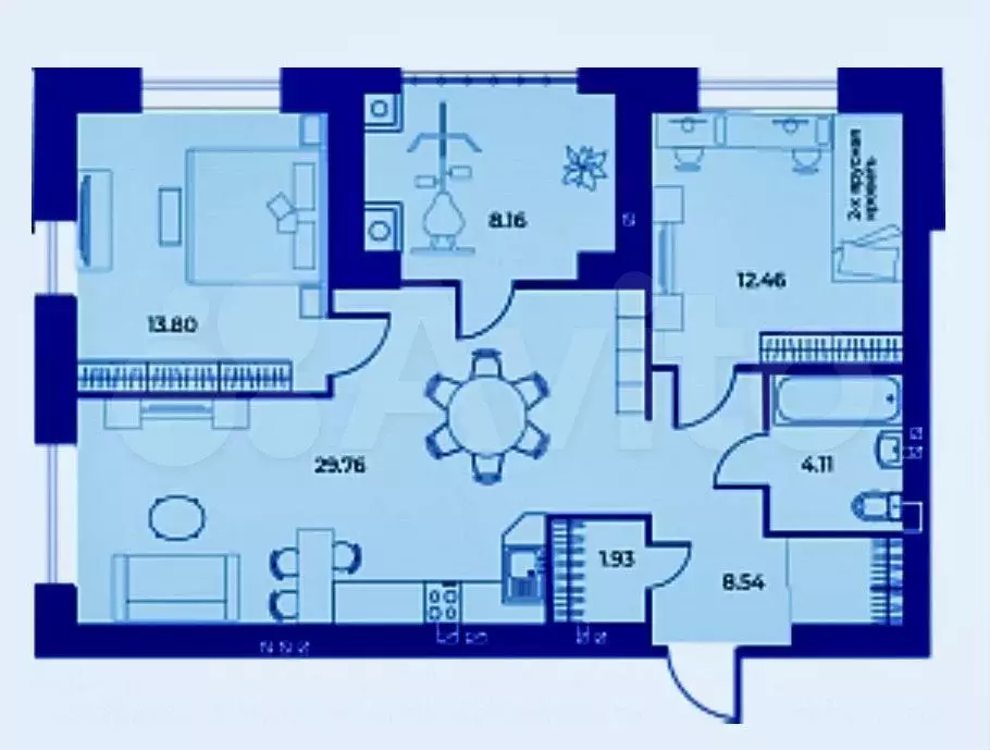 2-к. квартира, 78,8 м, 2/9 эт. - Фото 1