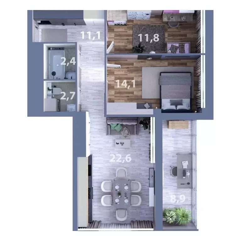 3-к кв. Татарстан, Набережные Челны ул. Раскольникова, 22 (68.19 м) - Фото 1