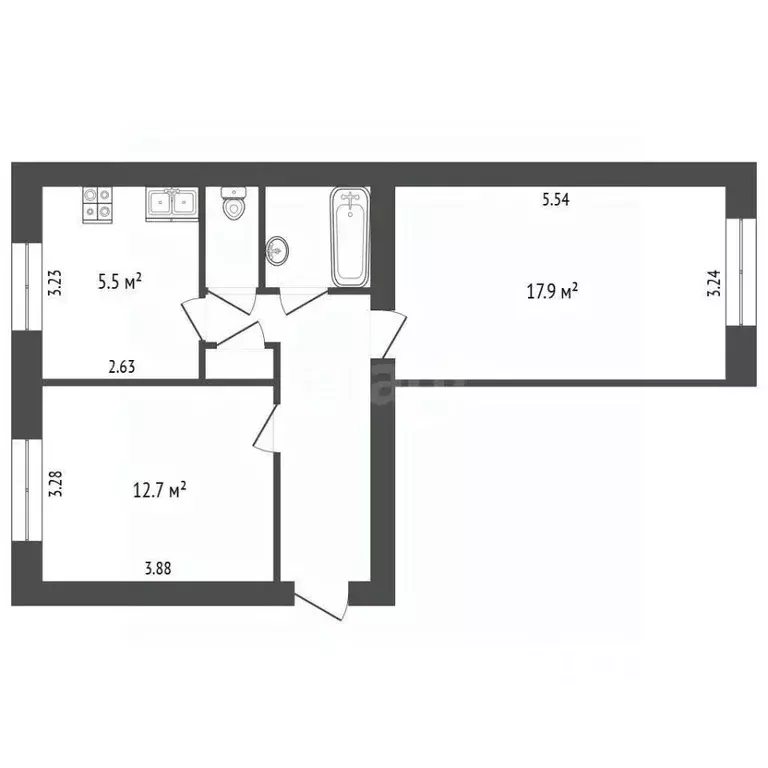 2-к кв. Ярославская область, Рыбинск просп. 50 лет Октября, 32 (52.6 ... - Фото 2