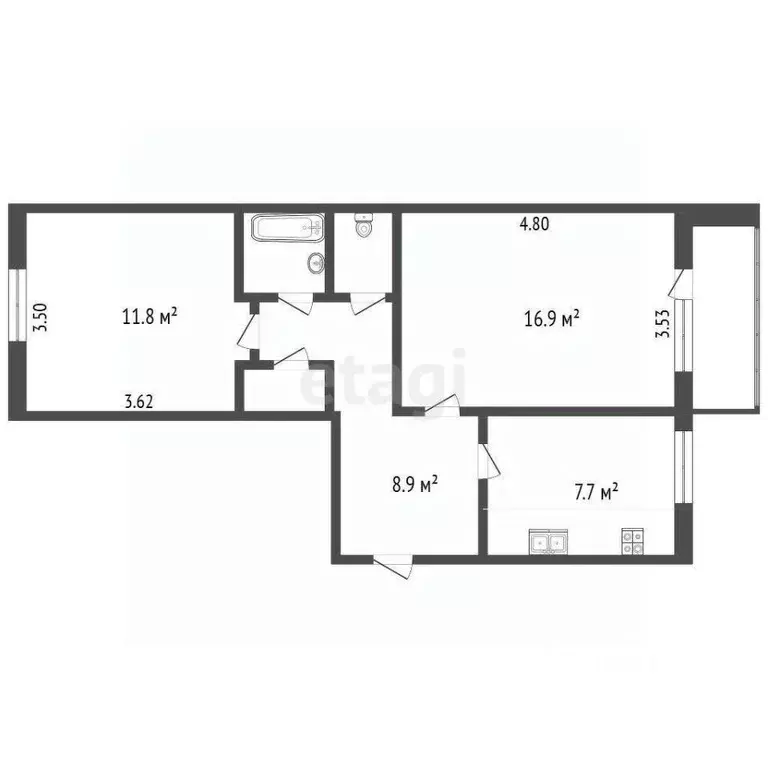 2-к кв. Вологодская область, Вологда Водники мкр, ул. Северная, 18 ... - Фото 2