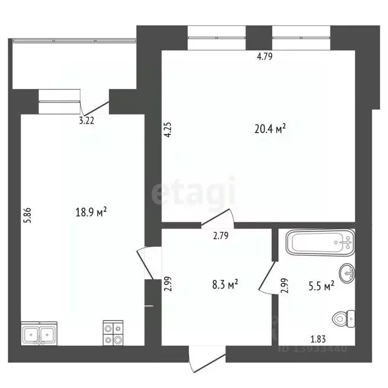 1-к кв. Тюменская область, Тюмень ул. 50 лет Октября, 1 (53.1 м) - Фото 2