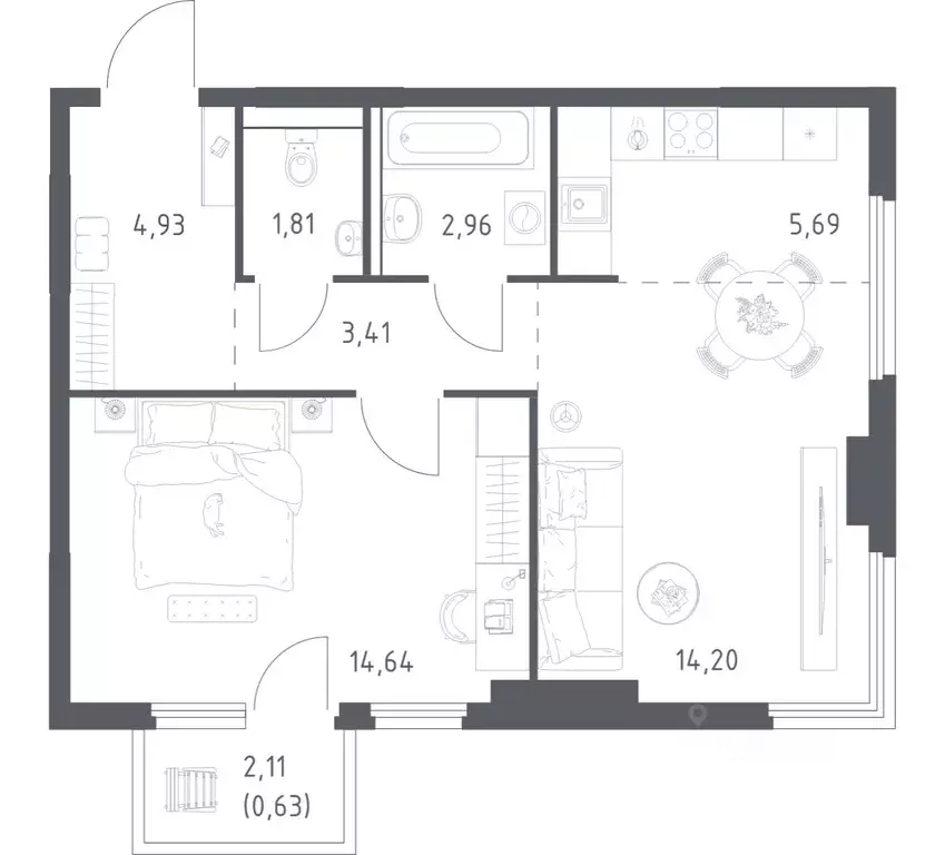 1-к кв. Московская область, Ленинский городской округ, Мисайлово пгт, ... - Фото 1