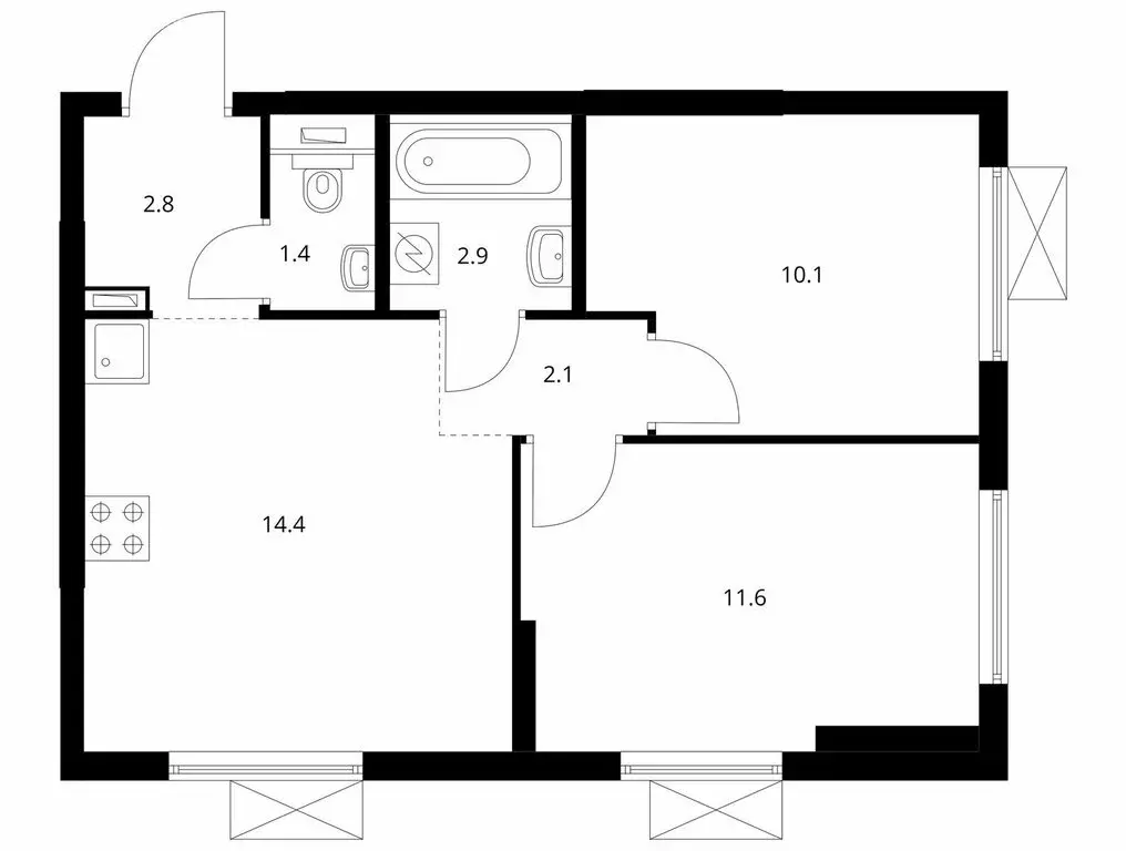 2-комнатная квартира: Котельники, микрорайон Белая Дача, 30 (45.8 м) - Фото 1