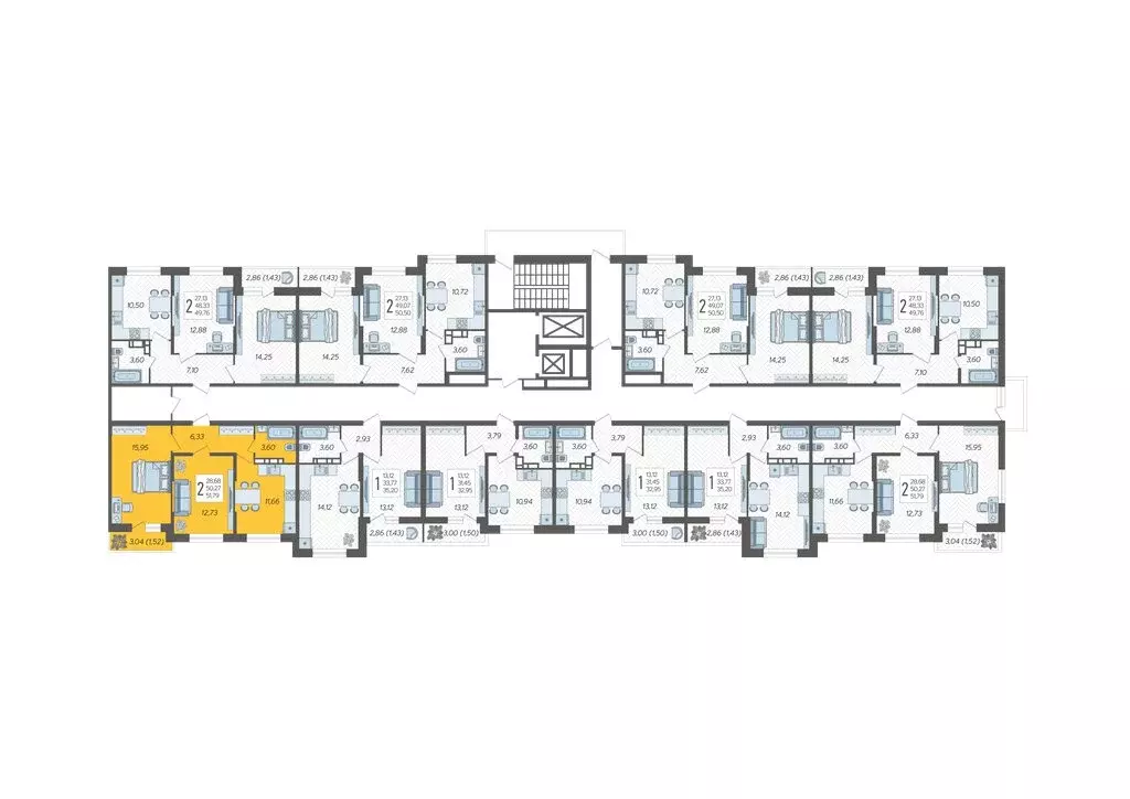 2-комнатная квартира: Краснодар, ЖК Смородина (51.79 м) - Фото 2