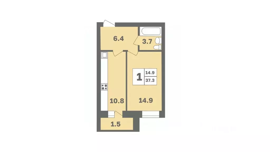 1-к кв. Башкортостан, Уфа Дагестанская ул., лит11 (37.3 м) - Фото 1