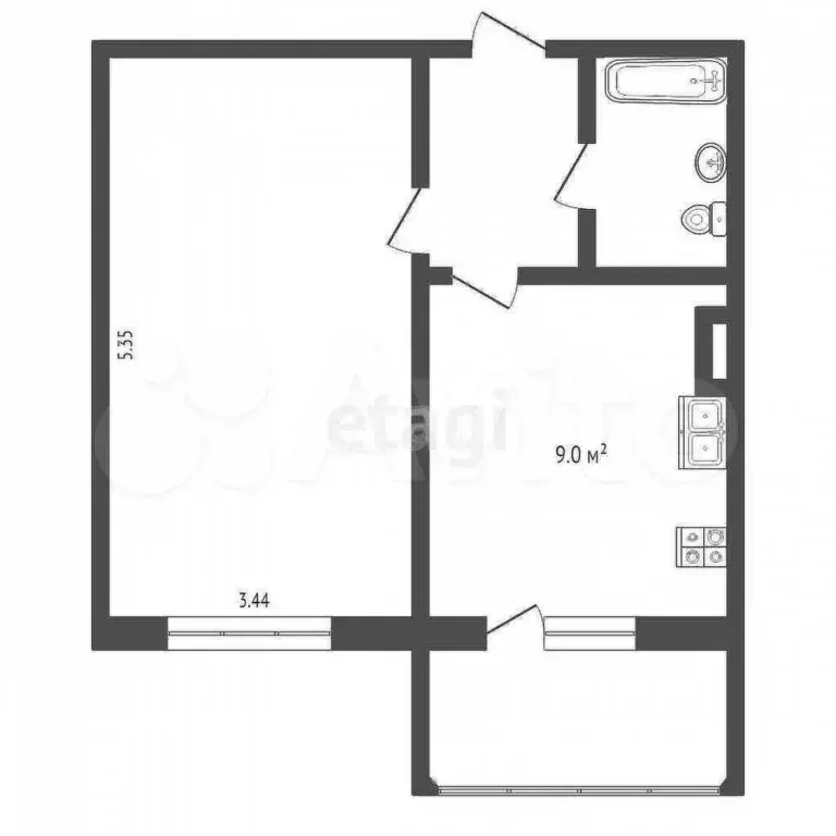 1-к. квартира, 47 м, 8/9 эт. - Фото 0