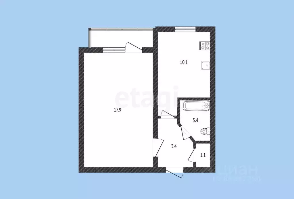 1-к кв. Карачаево-Черкесия, Черкесск Октябрьская ул., 5 (35.9 м) - Фото 1