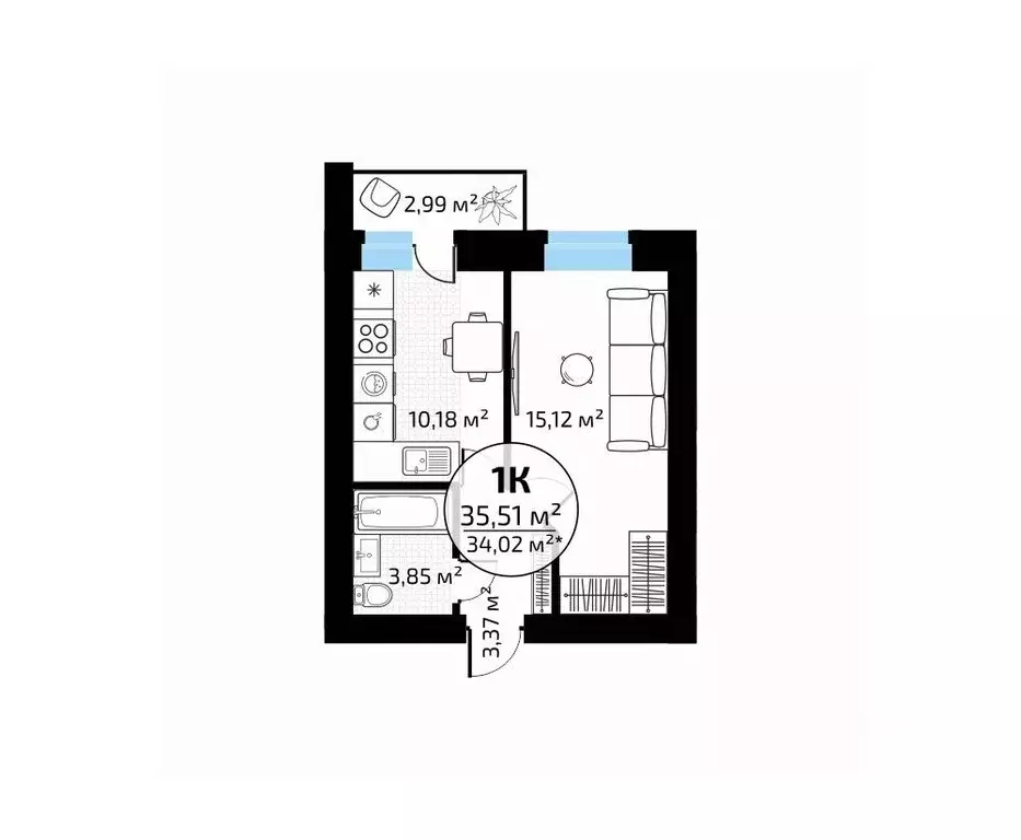 1-к кв. Самарская область, Самара пос. Мехзавод, 1-й кв-л, 50 (35.51 ... - Фото 1