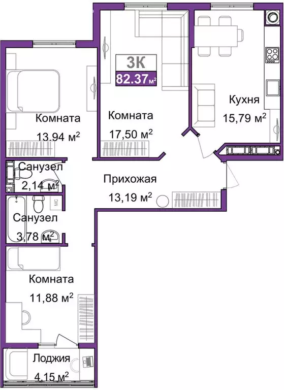 3-комнатная квартира: Симферополь, Центральный район (80.29 м) - Фото 0
