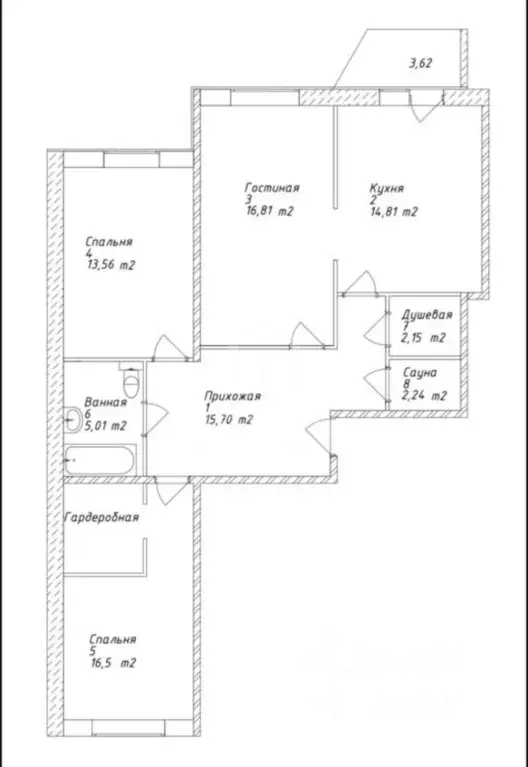 3-к кв. Санкт-Петербург Мебельная ул., 47к1 (88.0 м) - Фото 2