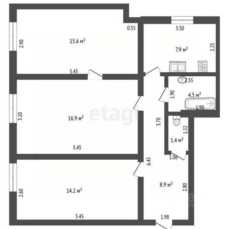 3-к кв. Калининградская область, Советск ул. Ленина, 6 (70.0 м) - Фото 2