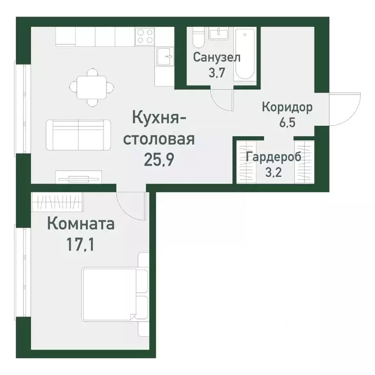 1-к кв. Челябинская область, Челябинский городской округ, пос. ... - Фото 0