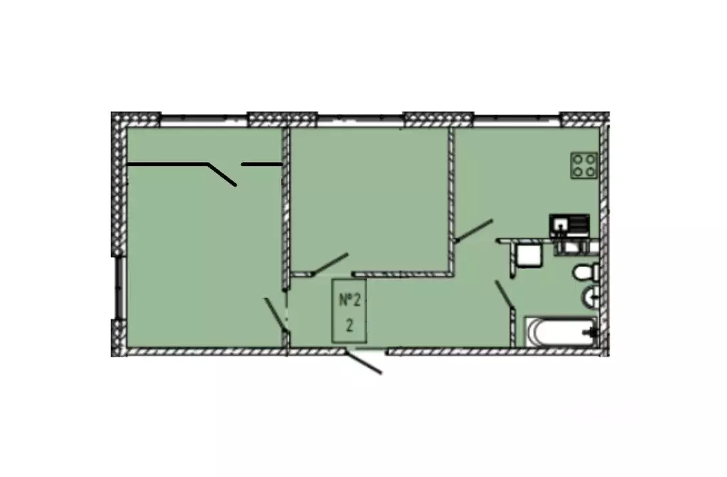 2-к кв. Ленинградская область, Коммунар г. Гатчинский муниципальный ... - Фото 2