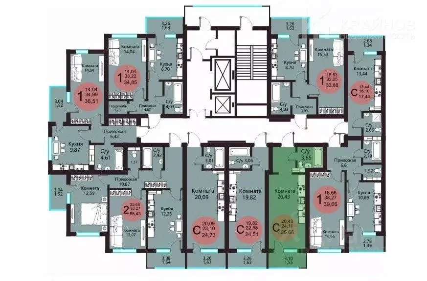 Студия Воронежская область, Воронеж Острогожская ул., 156/2 (25.66 м) - Фото 2
