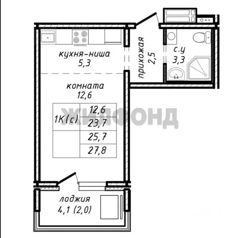 Квартира-студия: Новосибирск, улица Связистов, 162/2 (28 м) - Фото 1