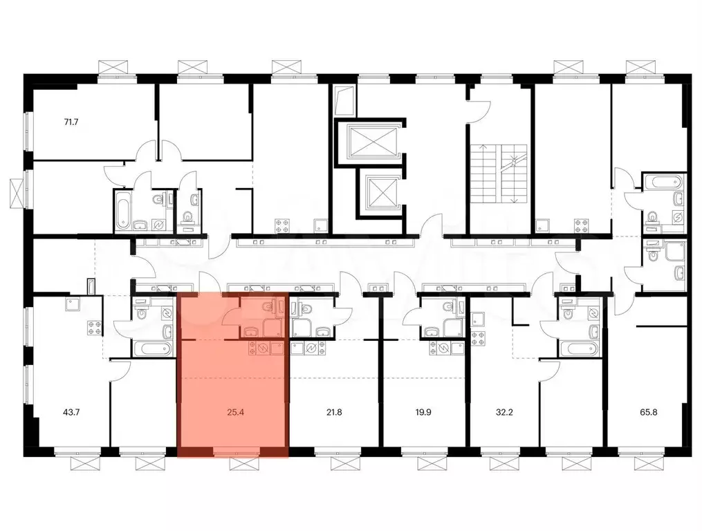 Квартира-студия, 25,1 м, 13/14 эт. - Фото 1