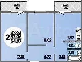 2-к. квартира, 55м, 17/18эт. - Фото 1