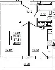 1-комнатная квартира: Смоленск, улица Крупской, 54Б (40.9 м) - Фото 1