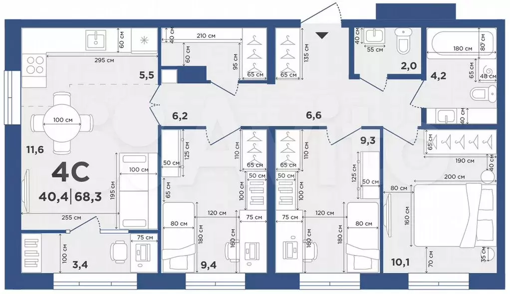 Квартира-студия, 68,3 м, 9/9 эт. - Фото 0