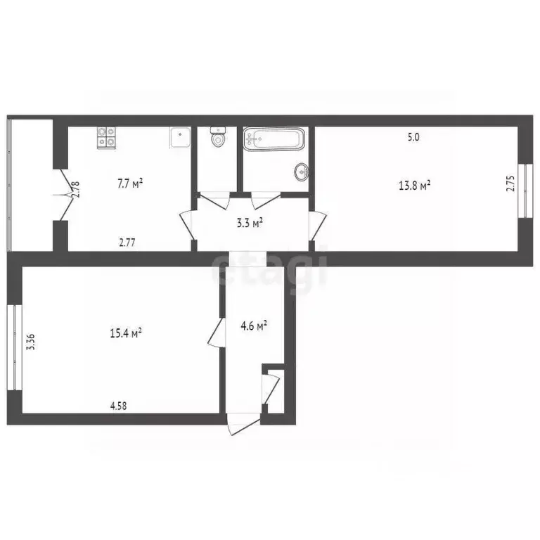 2-к кв. Вологодская область, Шексна рп, Шексна Северная мкр ул. Труда, ... - Фото 2