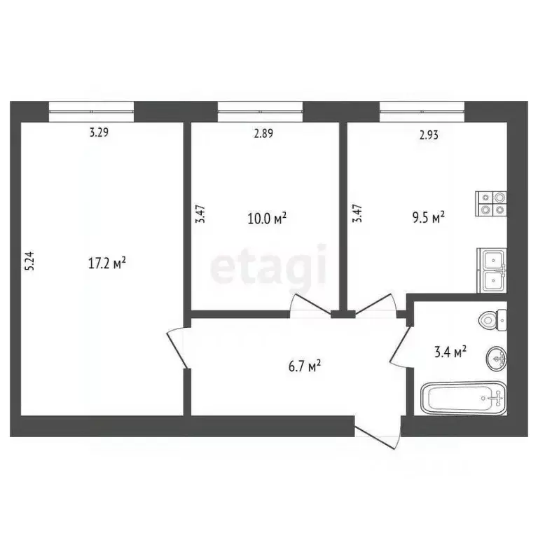 2-к кв. Калужская область, Калуга ул. Георгия Амелина, 26 (47.8 м) - Фото 2