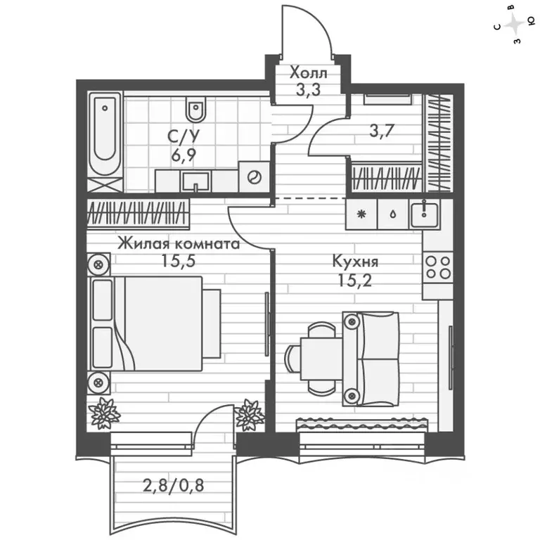 1-к кв. Нижегородская область, Нижний Новгород Черниговская ул. (45.4 ... - Фото 2