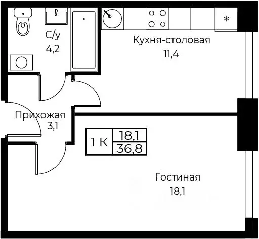 1-к кв. Москва ул. Наметкина, 10Д (36.8 м) - Фото 0