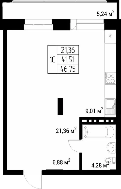 Квартира-студия: Горно-Алтайск, ЖК Олимп (46.75 м) - Фото 1