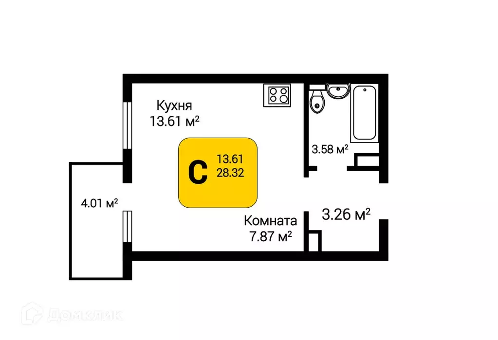 Продаётся 1-к квартира, 29.52 м - Фото 0