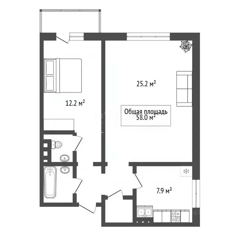 2-к кв. Новосибирская область, Новосибирск ул. Татьяны Снежиной, 29/1 ... - Фото 2