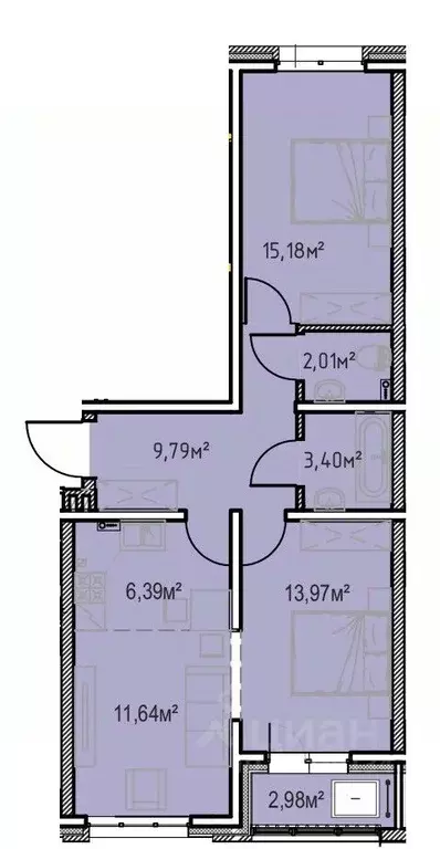 2-к кв. Иркутская область, Иркутск Иркутск-2 мкр, Зенит жилой комплекс ... - Фото 0