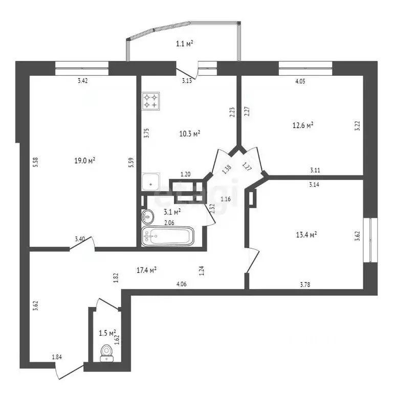 3-к кв. Мордовия, Саранск ул. Косарева, 45 (78.0 м) - Фото 1