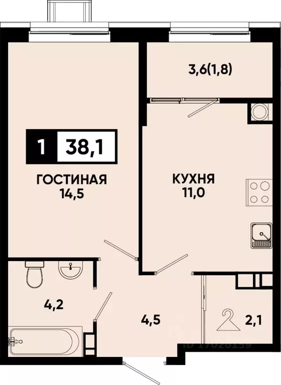 1-к кв. Ставропольский край, Кисловодск Моя Легенда жилой комплекс ... - Фото 1