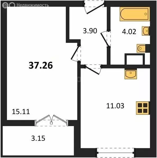1-комнатная квартира: Севастополь, улица Мате Залки (37.26 м) - Фото 1