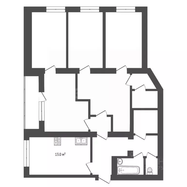 5-к кв. Тамбовская область, Тамбов ул. Рылеева, 61В (97.2 м) - Фото 2