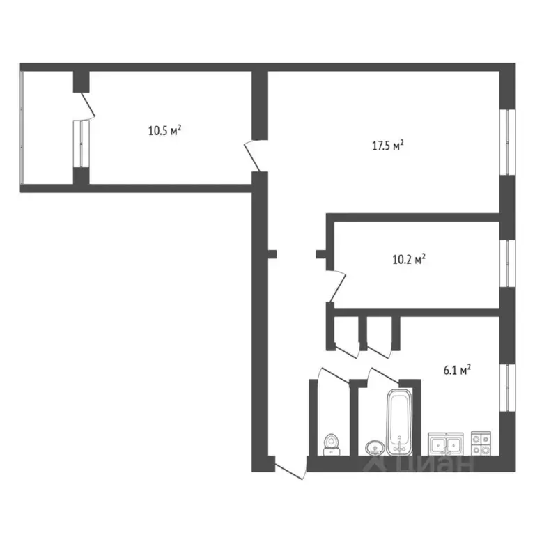 3-к кв. Тюменская область, Тюмень Ямская ул., 96 (56.0 м) - Фото 1