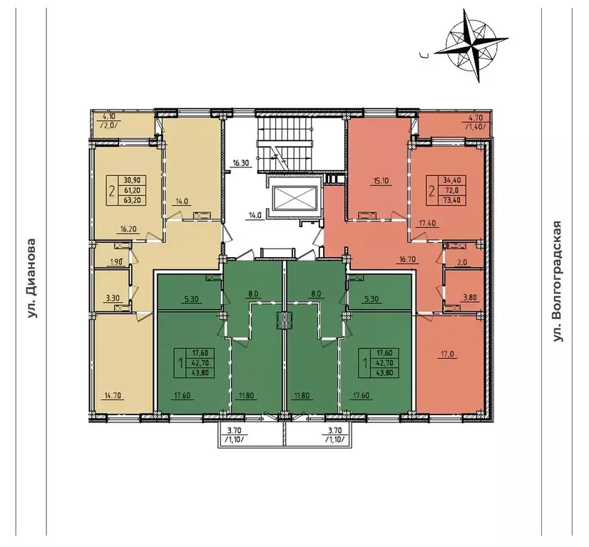 2-к кв. Омская область, Омск Волгоградская ул., 46 (75.9 м) - Фото 2