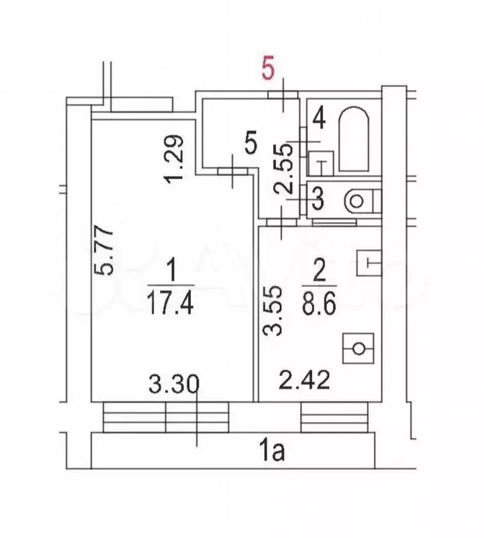 1-к. квартира, 34 м, 2/9 эт. - Фото 0