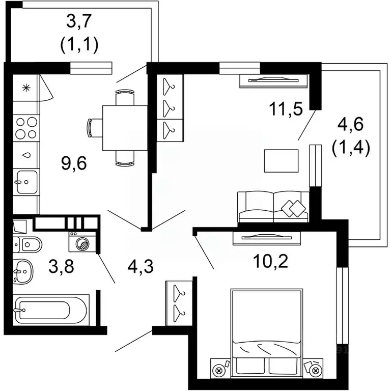 2-к кв. Краснодарский край, Сочи пос. Кудепста,  (41.9 м) - Фото 0