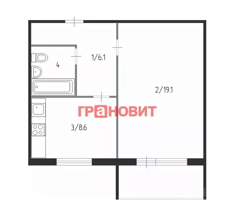 1-к кв. Новосибирская область, Новосибирск ул. Петухова, 95/1 (37.3 м) - Фото 1
