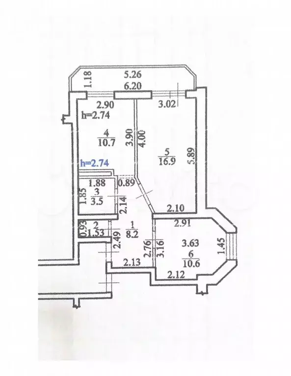 2-к. квартира, 53,4 м, 2/17 эт. - Фото 0