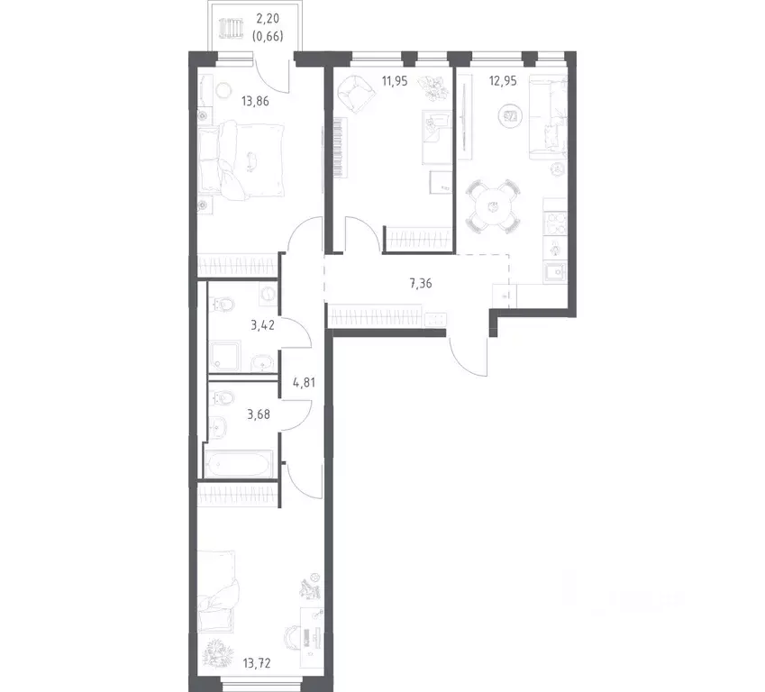 3-к кв. Ленинградская область, Всеволожский район, Свердловское ... - Фото 1