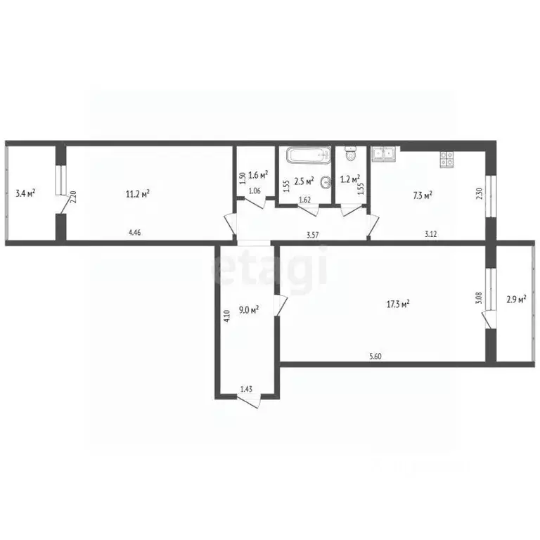 2-к кв. Самарская область, Самара ул. Фадеева, 65 (52.6 м) - Фото 2