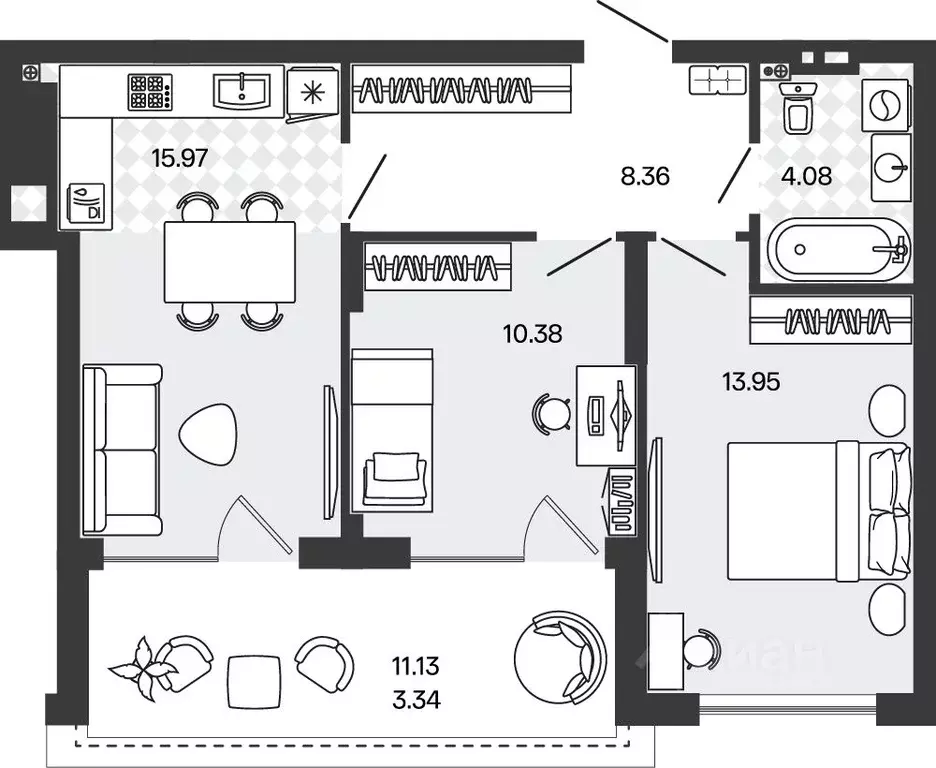 2-к кв. Калининградская область, Гурьевский муниципальный округ, пос. ... - Фото 0