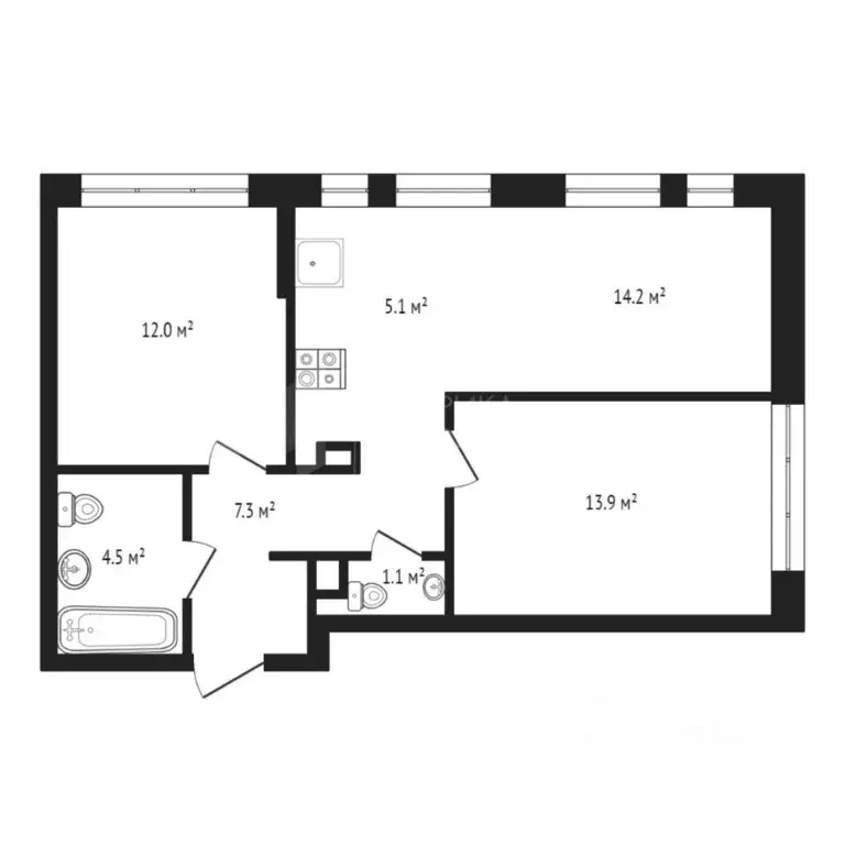 2-к кв. Тюменская область, Тюмень ул. Алматинская, 4 (58.0 м) - Фото 1
