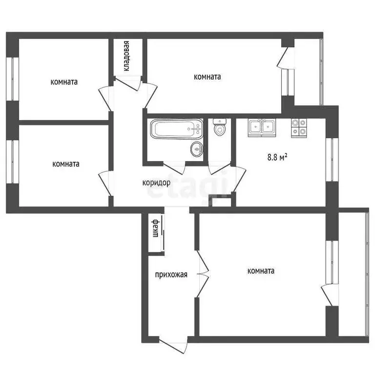 4-комнатная квартира: Тобольск, микрорайон 7А, 22 (81 м) - Фото 0