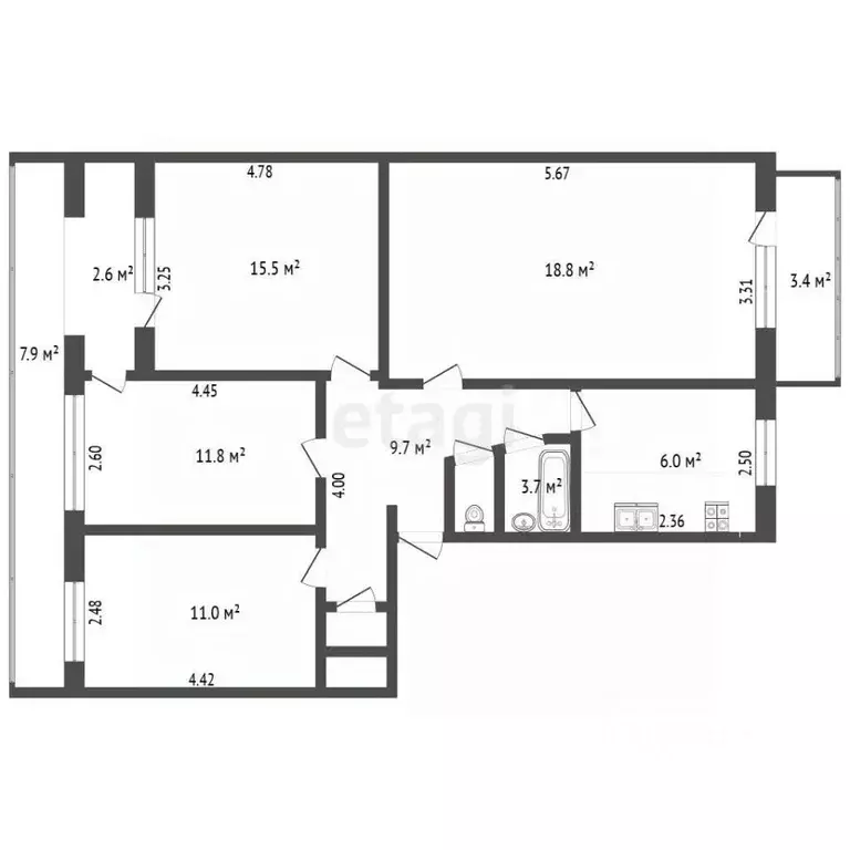 4-к кв. Крым, Евпатория ул. Некрасова, 86 (76.5 м) - Фото 2