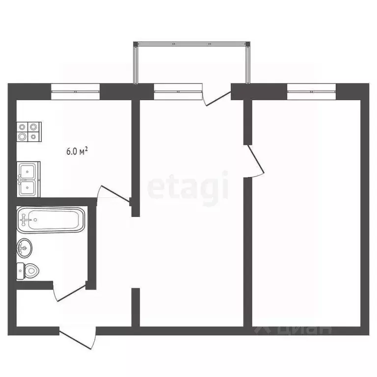 2-к кв. Владимирская область, Муром Кооперативная ул., 6 (43.4 м) - Фото 2