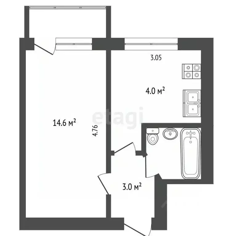 1-к кв. Крым, Симферополь бул. Ленина (28.5 м) - Фото 1